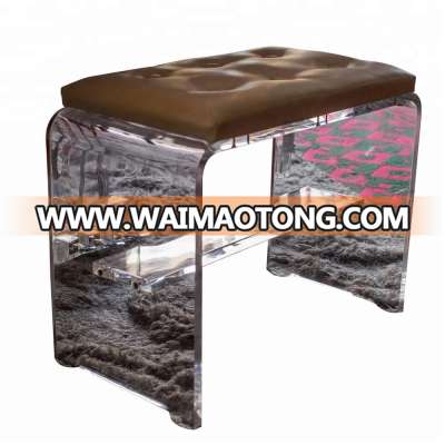 crystal acrylic piano bench with leather seat cushion